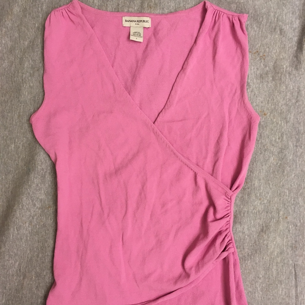 Pink Banana Republic Sleeveless Wrap Shirt